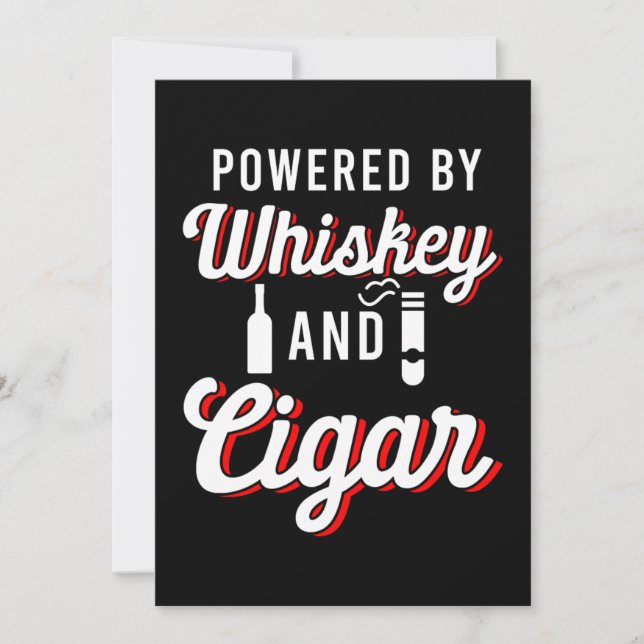 Powered By Whiskey Cigar Smoker Tobacco Humidor Gi Invitation (Front)