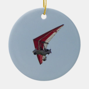 Powered hang glider ceramic ornament