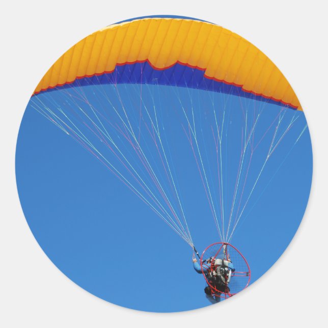 Powered Paraglider Classic Round Sticker (Front)