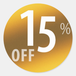 Powerful 15% OFF SALE Sign   Gold Classic Round Sticker