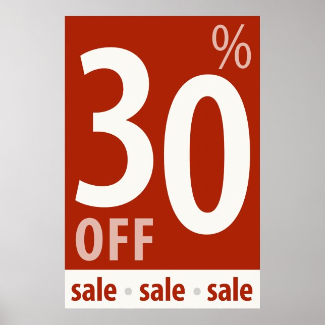 Powerful 30% OFF SALE Sign - retail sales poster (Front)