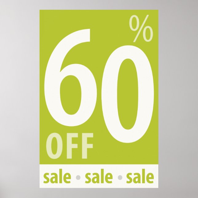 Powerful 60% OFF SALE Sign - retail sales poster (Front)