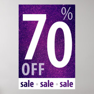 Powerful 70% OFF SALE Sign   Purple Glitter