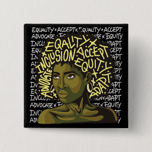 Powerful Afro Art on Equity and Inclusion  2 Inch Square Button