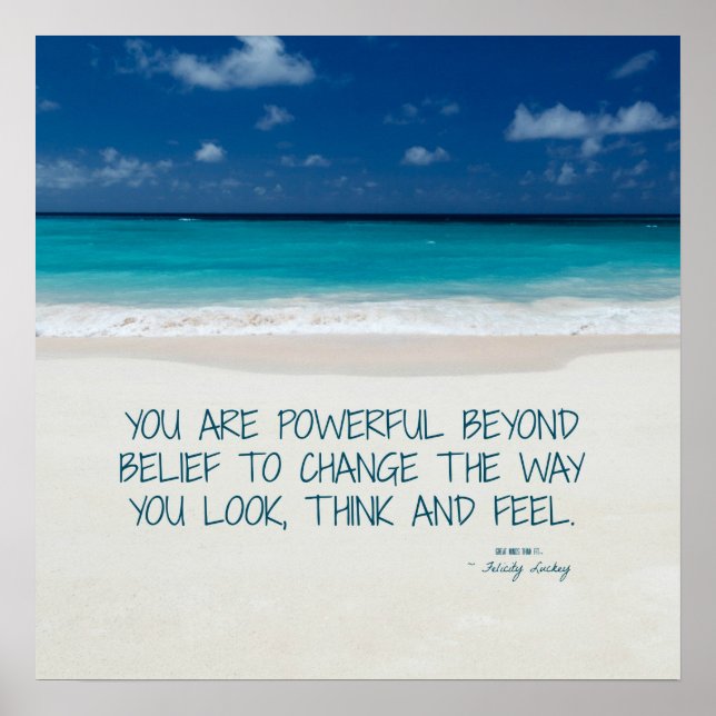 Powerful Beyond Belief: Beach Fitness Motivation Poster (Front)