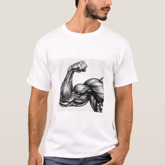 Powerful Bicep Flex Anatomy Men's Bodybuilding Gra T-Shirt