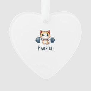 Powerful Cat Lifting Weights, Cute Gym Kitty Art Ornament