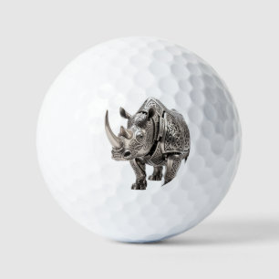 Powerful Celtic Silver Rhino with Intricate Knot P Golf Balls