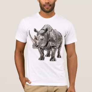 Powerful Celtic Silver Rhino with Intricate Knot P T-Shirt