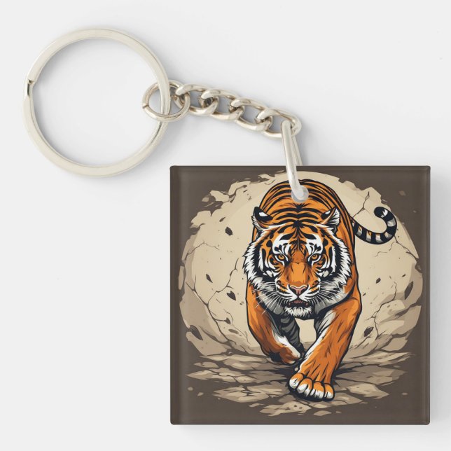 Powerful Charging Tiger Keychain (Front)
