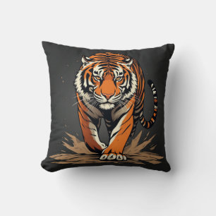 Powerful Charging Tiger Throw Pillow
