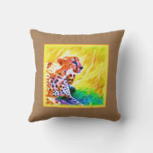 Powerful Cheetah Animal Painting. Buy Now Throw Pillow (Back)