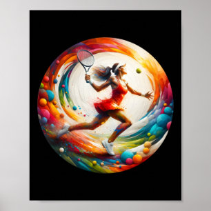 Powerful Forehand – Female Tennis Player In Action Poster