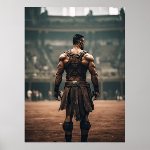 Powerful Gladiator in the Ancient Arena - Inspirin Poster