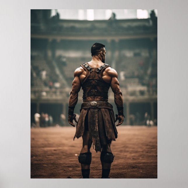 Powerful Gladiator in the Ancient Arena - Inspirin Poster (Front)