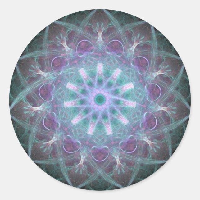 Powerful High Blue Energy Mandala Classic Round Sticker (Front)