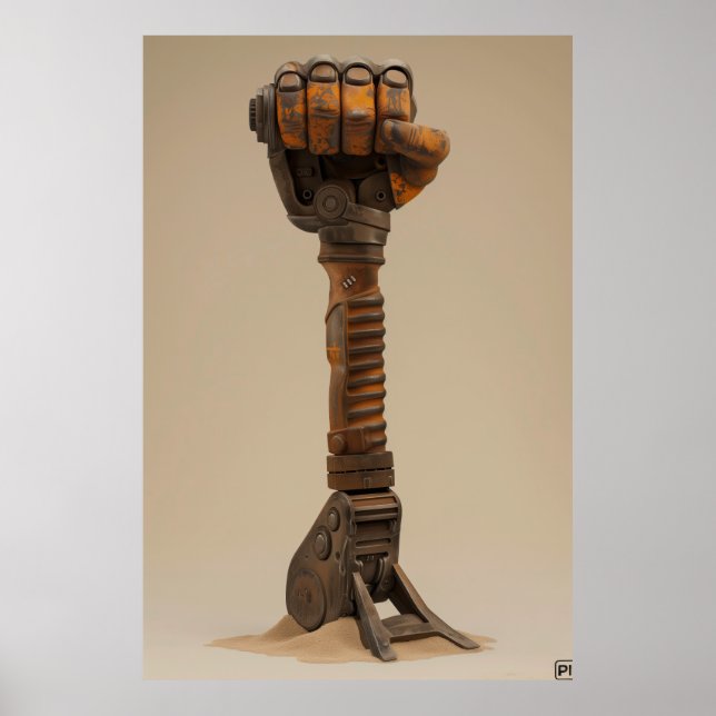 Powerful Jackhammer Fist 3D Render Poster (Front)