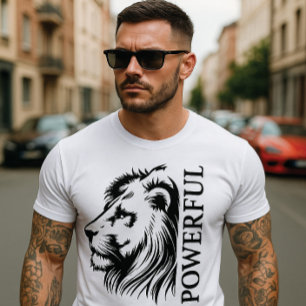 "POWERFUL" Lion Graphic T-Shirt