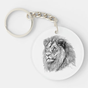 Powerful Lion Portrait Keychain