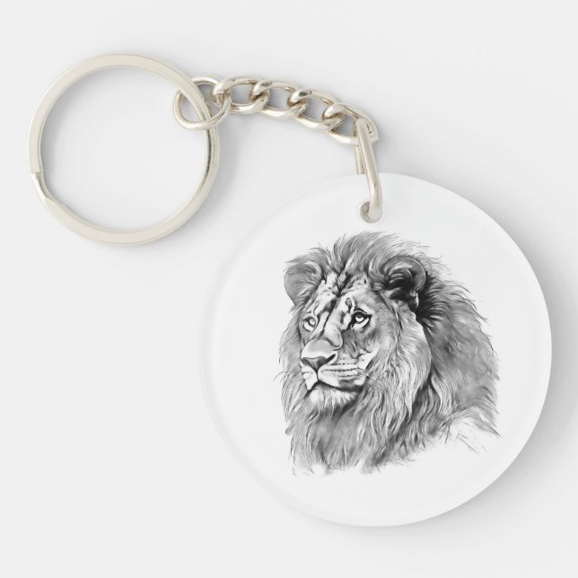 Powerful Lion Portrait Keychain (Front)