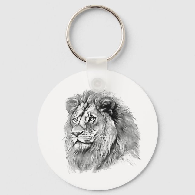 Powerful Lion Portrait Keychain (Front)