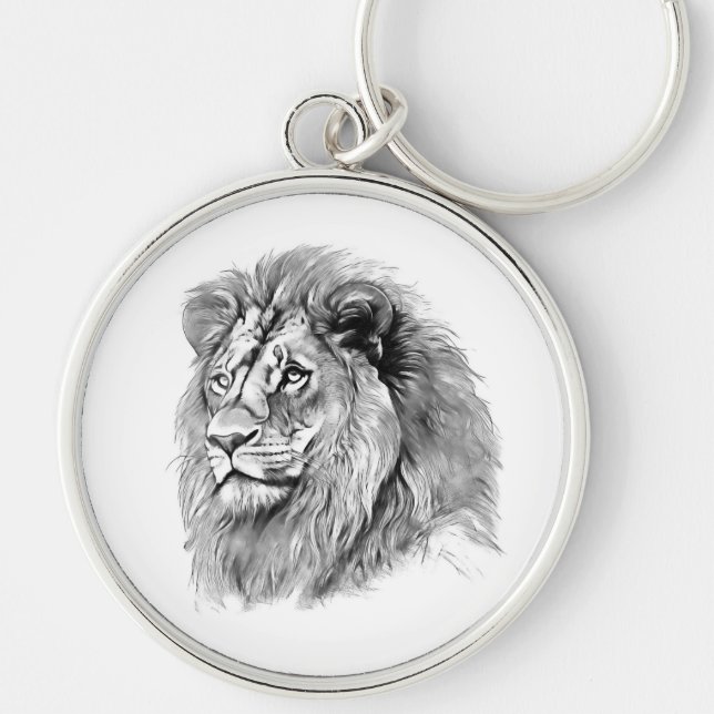 Powerful Lion Portrait Keychain (Front)