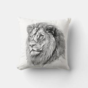 Powerful Lion Portrait Throw Pillow