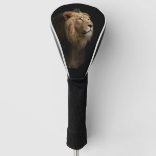 Powerful Lion Portrait with Dark Background Golf Head Cover