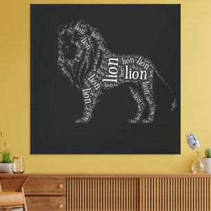 Powerful Lion Typography Design T-Shirt Canvas Print
