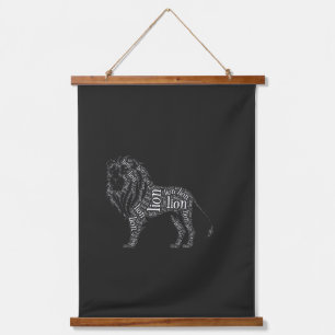 Powerful Lion Typography Design T-Shirt Hanging Tapestry