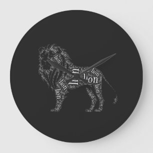 Powerful Lion Typography Design T-Shirt Large Clock