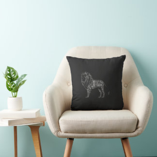 Powerful Lion Typography Design T-Shirt Throw Pillow