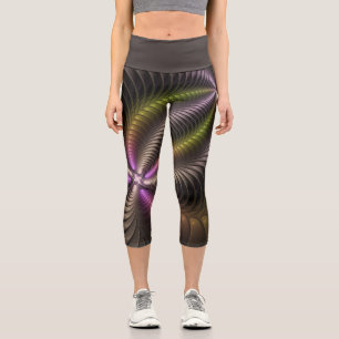 Powerful Movement Colourful Abstract Fractal Art Capri Leggings