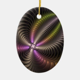 Powerful Movement Colourful Abstract Fractal Art Ceramic Ornament