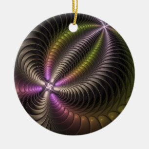 Powerful Movement Colourful Abstract Fractal Art Ceramic Ornament