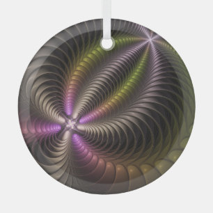 Powerful Movement Colourful Abstract Fractal Art Glass Ornament