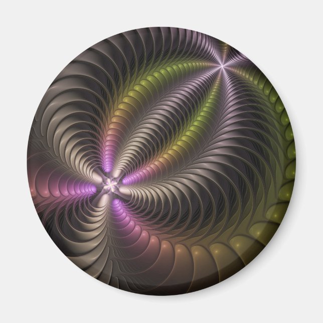 Powerful Movement Colourful Abstract Fractal Art Magnet (Front)