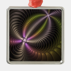 Powerful Movement Colourful Abstract Fractal Art Metal Ornament