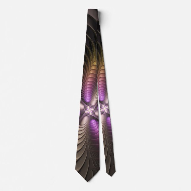 Powerful Movement Colourful Abstract Fractal Art Tie (Front)