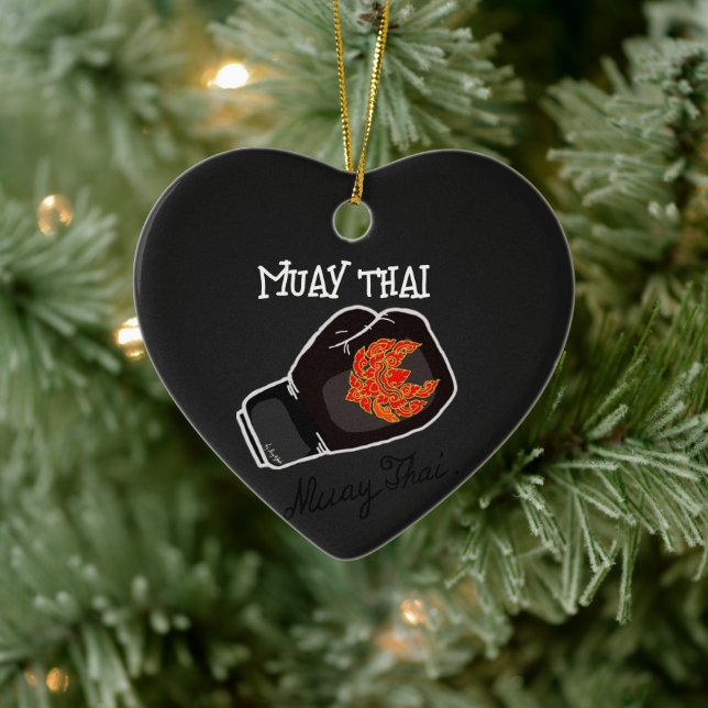 Powerful Muay Thai Fighter Graphic Ceramic Ornament (Tree)