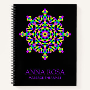 *~* Powerful Neon Mandala Neon Blue Yellow Magenta Notebook