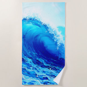 Powerful Ocean Wave Surge Design Beach Towel