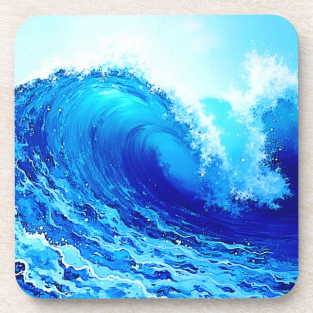Powerful Ocean Wave Surge Design Coaster (Front)