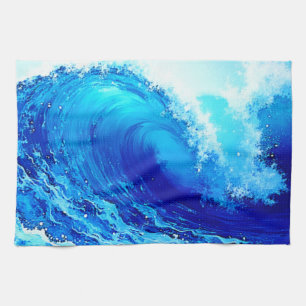Powerful Ocean Wave Surge Design Kitchen Towel