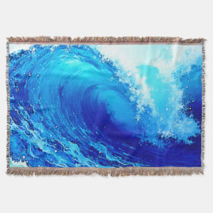 Powerful Ocean Wave Surge Design Throw Blanket