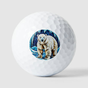 Powerful Polar Bear In Frozen Arctic Landscape Golf Balls