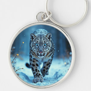 Powerful predator snowy wilderness cold beauty keychain