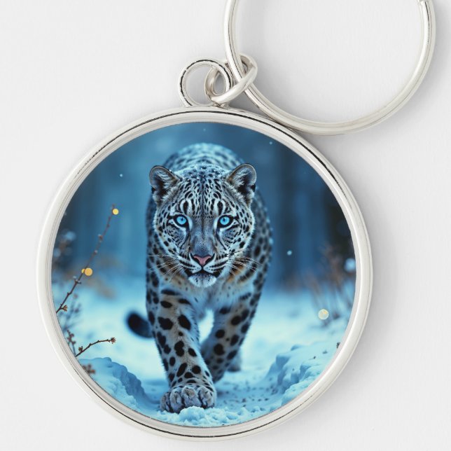 Powerful predator snowy wilderness cold beauty keychain (Front)