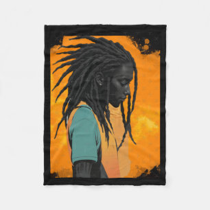 Powerful Proud Black Man Abstract Sticker Fleece Blanket