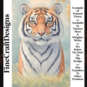 Powerful Regal Tiger, Intense Gaze CB3 Decoupage Tissue Paper